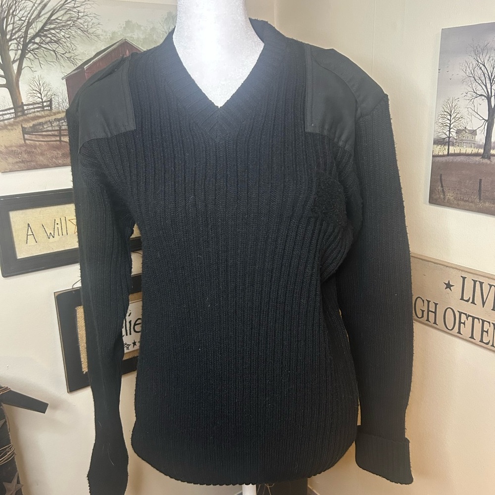 Flying Cross Classic Black V-Neck Sweater with Shoulder Accents